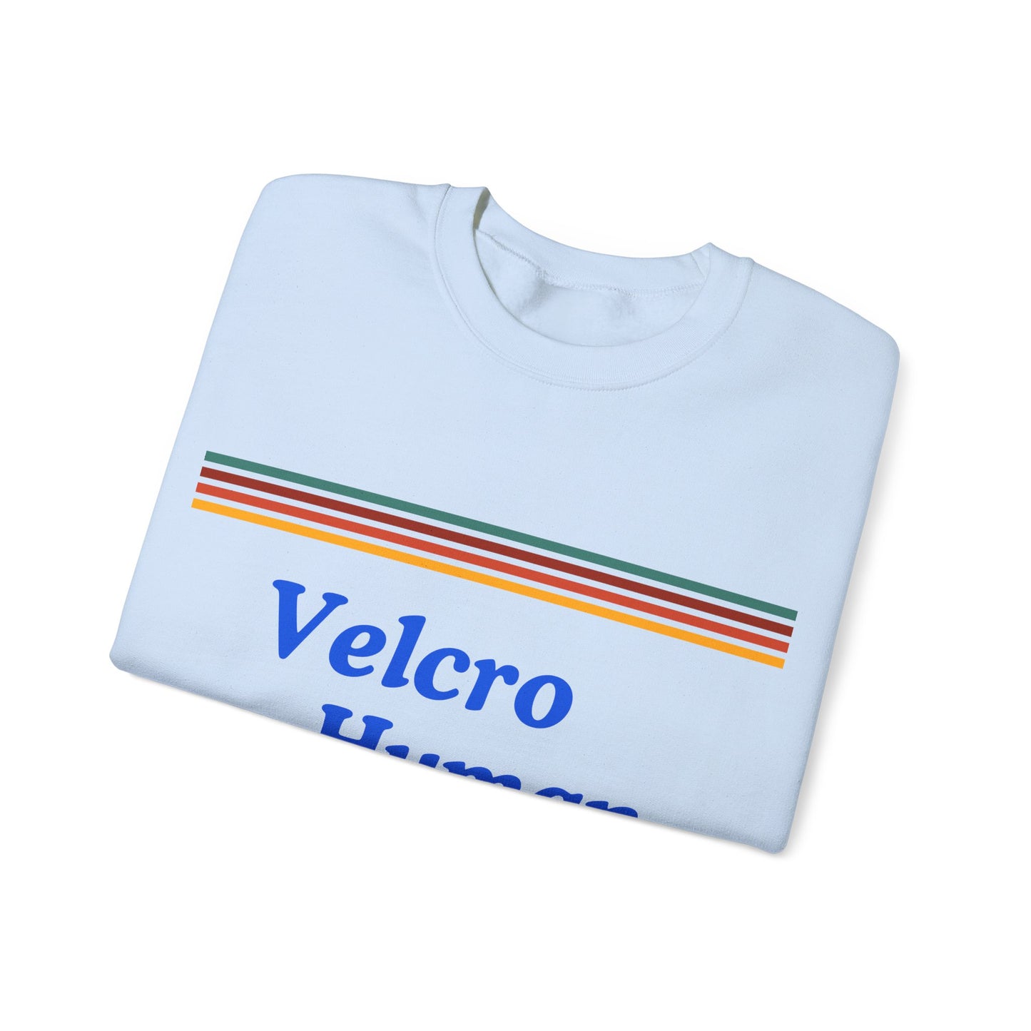 Velcro Human Sweatshirt — Retro Striped Cozy Crewneck