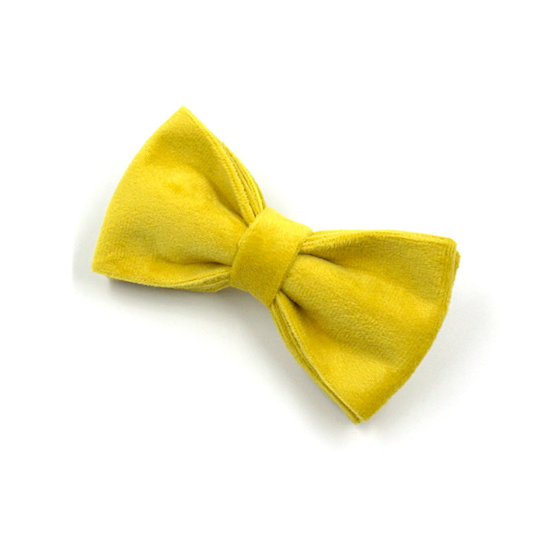 Sunshine Yellow Velvet Bow Tie